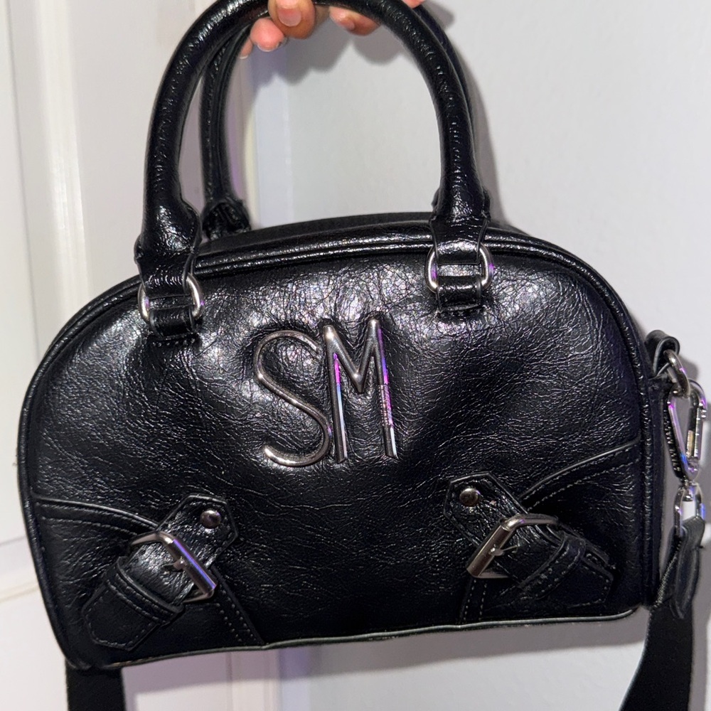 Steve Madden Black Satchel with Silver Accents